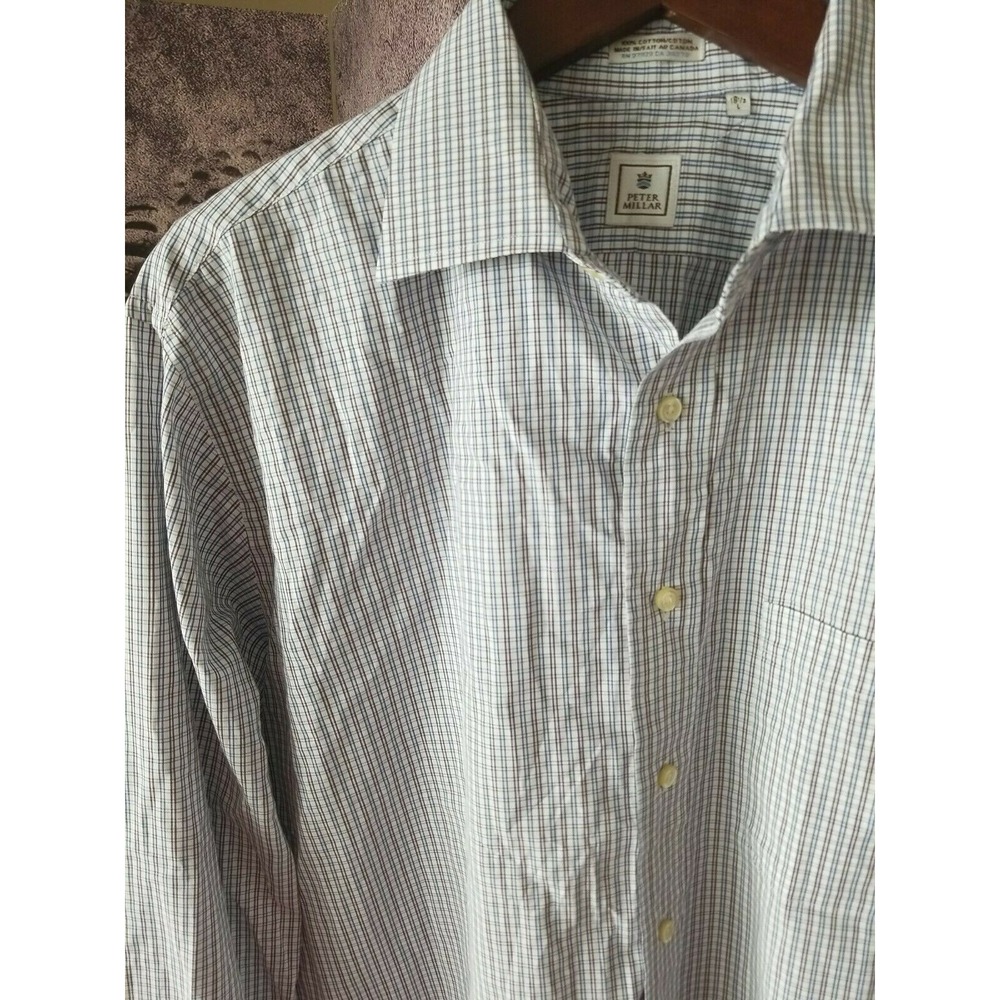 PETER MILLAR Men's Multicolor‎ Check Long Sleeve Button Shirt Size L Cotton